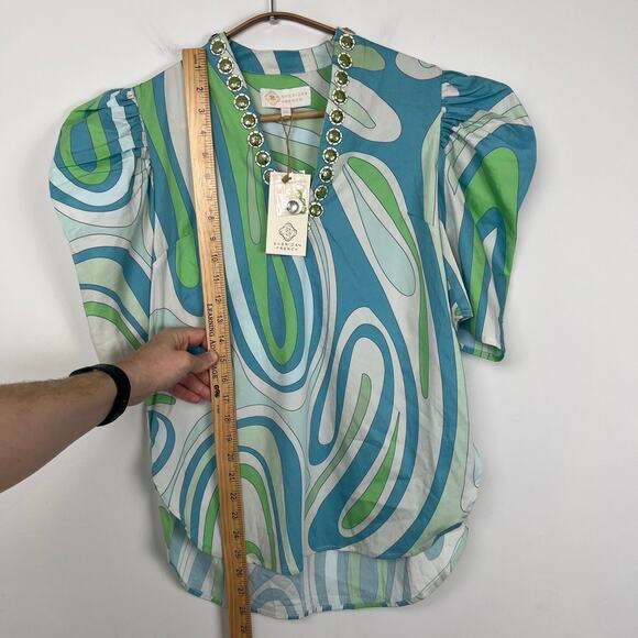 NWT Sheridan French Women’s Size XS Natalie Blouse in Seaglass Wave Blue Green - Picture 5 of 7